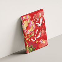 Hawaiian and Japanese Culture Together Canvas Wall Art Kakau Tribal Pattern and Irezumi Art Red Color
