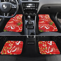 Hawaiian and Japanese Culture Together Car Mats Kakau Tribal Pattern and Irezumi Art Red Color