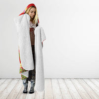 Hawaiian and Japanese Culture Together Hooded Blanket Kakau Tribal Pattern and Irezumi Art Red Color