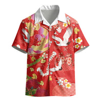 Hawaiian and Japanese Culture Together Kid Hawaiian Shirt Kakau Tribal Pattern and Irezumi Art Red Color