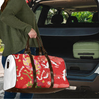 Hawaiian and Japanese Culture Together Travel Bag Kakau Tribal Pattern and Irezumi Art Red Color