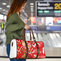Hawaiian and Japanese Culture Together Travel Bag Kakau Tribal Pattern and Irezumi Art Red Color