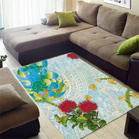 Japanese and Hawaiian Culture Fusion Area Rug Irezumi with Turtles and Lei Kakau Pattern Fresh Vibe LT03 - Polynesian Pride