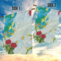 Japanese and Hawaiian Culture Fusion Garden Flag Irezumi with Turtles and Lei Kakau Pattern Fresh Vibe LT03 - Polynesian Pride