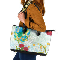 Japanese and Hawaiian Culture Fusion Leather Tote Bag Irezumi with Turtles and Lei Kakau Pattern Fresh Vibe LT03 Multicolor - Polynesian Pride