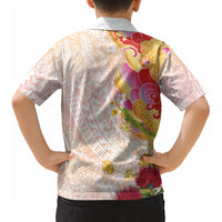 Japanese and Hawaiian Culture Fusion Kid Hawaiian Shirt Irezumi with Turtles and Lei Kakau Pattern Sunset Vibe LT03 - Polynesian Pride