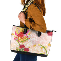 Japanese and Hawaiian Culture Fusion Leather Tote Bag Irezumi with Turtles and Lei Kakau Pattern Sunset Vibe LT03 Multicolor - Polynesian Pride