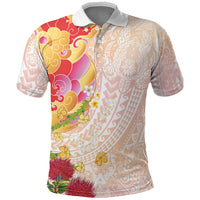 Japanese and Hawaiian Culture Fusion Polo Shirt Irezumi with Turtles and Lei Kakau Pattern Sunset Vibe LT03 Multicolor - Polynesian Pride