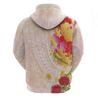 Japanese and Hawaiian Culture Fusion Zip Hoodie Irezumi with Turtles and Lei Kakau Pattern Sunset Vibe LT03 - Polynesian Pride