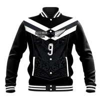 Aotearoa Rugby Custom Baseball Jacket Maori Tribal Motifs Stripes-Sporty Style LT03 Unisex Black - Polynesian Pride