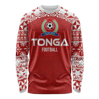 Custom Tonga Football Ngatu Tribal Tattoo Long Sleeve Shirt LT03 Unisex Red - Polynesian Pride
