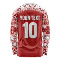 Custom Tonga Football Ngatu Tribal Tattoo Long Sleeve Shirt LT03 - Polynesian Pride
