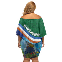 Marshall Islands Kwajalein Atoll Family Matching Off Shoulder Short Dress and Hawaiian Shirt Polynesian Pattern and Undersea Animals LT03 - Polynesian Pride