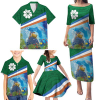Marshall Islands Kwajalein Atoll Family Matching Puletasi and Hawaiian Shirt Polynesian Pattern and Undersea Animals