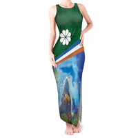 Marshall Islands Kwajalein Atoll Tank Maxi Dress Polynesian Pattern and Undersea Animals LT03 Women Blue - Polynesian Pride