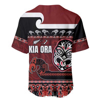 New Zealand Culture Baseball Jersey Kia Ora Aotearoa Moko Tattoo Mask with Waka and Maori Art Pattern LT03 - Polynesian Pride