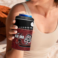 New Zealand Culture 4 in 1 Can Cooler Tumbler Kia Ora Aotearoa Moko Tattoo Mask with Waka and Maori Art Pattern LT03 - Polynesian Pride