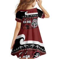 New Zealand Culture Family Matching Mermaid Dress and Hawaiian Shirt Kia Ora Aotearoa Moko Tattoo Mask with Waka and Maori Art Pattern LT03 - Polynesian Pride