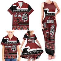 New Zealand Culture Family Matching Tank Maxi Dress and Hawaiian Shirt Kia Ora Aotearoa Moko Tattoo Mask with Waka and Maori Art Pattern LT03 - Polynesian Pride