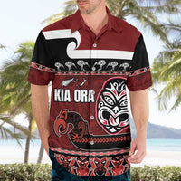 New Zealand Culture Hawaiian Shirt Kia Ora Aotearoa Moko Tattoo Mask with Waka and Maori Art Pattern LT03 - Polynesian Pride
