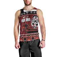 New Zealand Culture Men Tank Top Kia Ora Aotearoa Moko Tattoo Mask with Waka and Maori Art Pattern