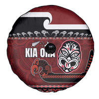 New Zealand Culture Spare Tire Cover Kia Ora Aotearoa Moko Tattoo Mask with Waka and Maori Art Pattern LT03 - Polynesian Pride