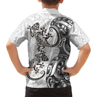 New Zealand Gecko Maori Art Tattoo Kid Hawaiian Shirt White Color