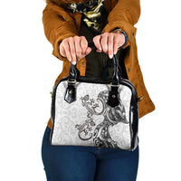 New Zealand Gecko Maori Art Tattoo Shoulder Handbag White Color