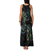 New Zealand Gecko Maori Art Tattoo Family Matching Tank Maxi Dress and Hawaiian Shirt Silver Fern and Paua Shell Mode LT03 - Polynesian Pride