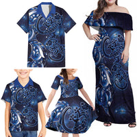 New Zealand Gecko Maori Art Tattoo Family Matching Off Shoulder Maxi Dress and Hawaiian Shirt Matariki Mode LT03 - Polynesian Pride