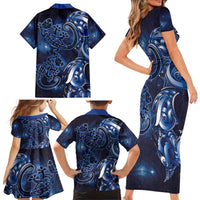 New Zealand Gecko Maori Art Tattoo Family Matching Short Sleeve Bodycon Dress and Hawaiian Shirt Matariki Mode LT03 - Polynesian Pride