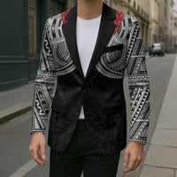 Samoan Traditional Art Tattoos Blazer Tatau Tribal Motifs with Ula Fala Black - Polynesian Pride
