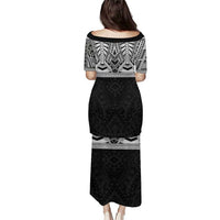 Samoan Traditional Art Tattoos Family Matching Puletasi and Hawaiian Shirt Tatau Tribal Motifs with Ula Fala Black LT03 - Polynesian Pride