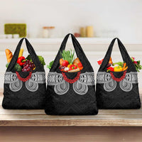 Samoan Traditional Art Tattoos Grocery Bag Tatau Tribal Motifs with Ula Fala Black - Polynesian Pride