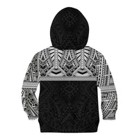 Samoan Traditional Art Tattoos Kid Hoodie Tatau Tribal Motifs with Ula Fala Black LT03 - Polynesian Pride