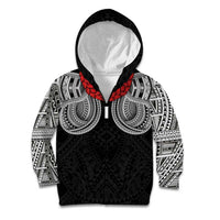 Samoan Traditional Art Tattoos Kid Hoodie Tatau Tribal Motifs with Ula Fala Black LT03 Zip Hoodie Black - Polynesian Pride