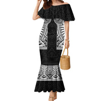 Samoan Traditional Art Tattoos Mermaid Dress Tatau Tribal Motifs with Ula Fala Black LT03 Women Black - Polynesian Pride