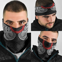 Samoan Traditional Art Tattoos Neck Gaiter Tatau Tribal Motifs with Ula Fala Black - Polynesian Pride