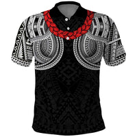 Samoan Traditional Art Tattoos Polo Shirt Tatau Tribal Motifs with Ula Fala Black LT03 Black - Polynesian Pride