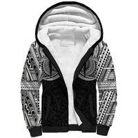 Samoan Traditional Art Tattoos Sherpa Hoodie Tatau Tribal Motifs with Ula Fala Black LT03 Unisex Black - Polynesian Pride