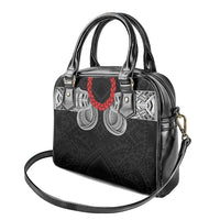 Samoan Traditional Art Tattoos Shoulder Handbag Tatau Tribal Motifs with Ula Fala Black - Polynesian Pride