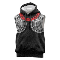 Samoan Traditional Art Tattoos Sleeveless Hoodie Tatau Tribal Motifs with Ula Fala Black LT03 Black - Polynesian Pride
