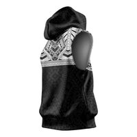 Samoan Traditional Art Tattoos Sleeveless Hoodie Tatau Tribal Motifs with Ula Fala Black LT03 - Polynesian Pride