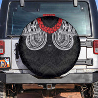 Samoan Traditional Art Tattoos Spare Tire Cover Tatau Tribal Motifs with Ula Fala Black LT03 Black - Polynesian Pride