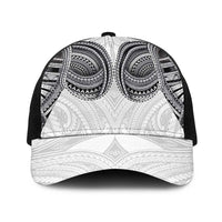 Samoan Traditional Art Tattoos Baseball Net Cap Tatau Tribal Motifs with Ula Nifo White - Polynesian Pride