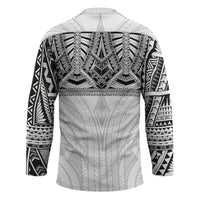 Samoan Traditional Art Tattoos Hockey Jersey Tatau Tribal Motifs with Ula Nifo White - Polynesian Pride