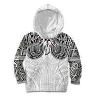 Samoan Traditional Art Tattoos Kid Hoodie Tatau Tribal Motifs with Ula Nifo White LT03 Hoodie White - Polynesian Pride