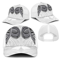 Samoan Traditional Art Tattoos Mesh Trucker Cap Tatau Tribal Motifs with Ula Nifo White - Polynesian Pride