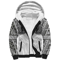 Samoan Traditional Art Tattoos Sherpa Hoodie Tatau Tribal Motifs with Ula Nifo White LT03 Unisex White - Polynesian Pride
