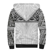 Samoan Traditional Art Tattoos Sherpa Hoodie Tatau Tribal Motifs with Ula Nifo White LT03 - Polynesian Pride